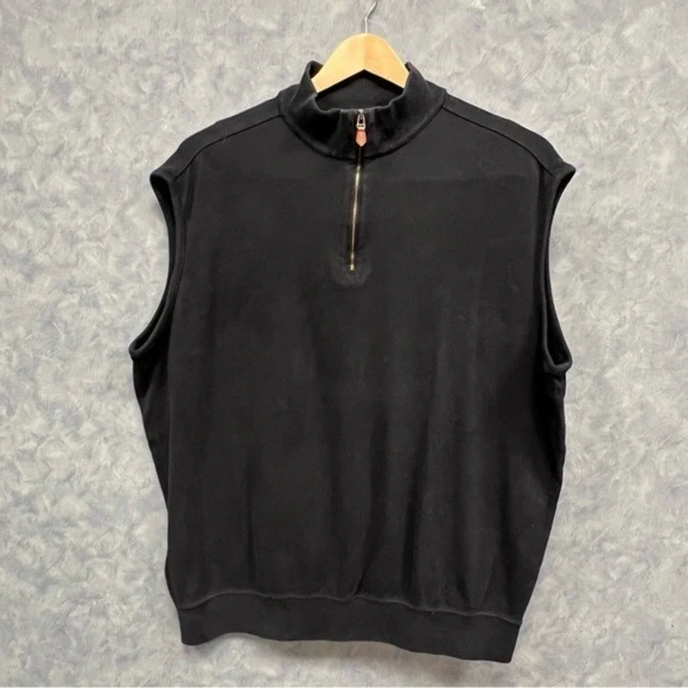Polo Golf Ralph Lauren Black Quarter Zip Vest Sleeveless Mens Sz XL